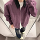衣然呈品古著(zhù)vintage烏梅紫短款外套男春秋美式復古高級感底特律工裝夾克 紫色 L 【建議110-125斤】