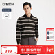 金利來(lái)【含棉/彈力】秋冬季節長(cháng)袖polo衫男條紋翻領(lǐng)商務(wù)休閑T恤 深棕-97 XL 180/96A 推薦150-165斤