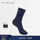 Tommy Hilfiger25秋冬新款女裝商務(wù)休閑簡(jiǎn)約小繡標純色運動(dòng)微彈中筒襪子 藏藍色412 均碼
