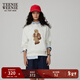 Teenie Weenie小熊秋季簡(jiǎn)約圓領(lǐng)套頭衛衣學(xué)院風(fēng)短款上衣休閑時(shí)尚女 象牙白 S (160) 【尺碼偏大，建議拍小一碼】