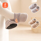 貝瑞加（Babyprints）寶寶學(xué)步襪2雙裝秋冬絨里早教襪套室內軟底地板襪防滑隔涼 灰咖L