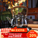 全度輕奢耐熱玻璃提梁壺大容量煮茶燒水壺電陶爐蒸煮一體茶壺茶具 木影茶壺+鼓韻電陶爐（黑色）