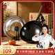 夢(mèng)創(chuàng  )正宗章丘家用圓形鐵鍋無(wú)涂層炒菜鍋不粘炒鍋全爐灶通用 平底炒鍋+鍋蓋+鍋鏟+百潔布【已開(kāi)鍋】 32cm