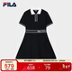 FILA斐樂(lè )官方女子編織連衣裙2025夏季時(shí)尚簡(jiǎn)約翻領(lǐng)修身裙子