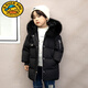 G.duck兒童羽絨服2026新款女童寶寶中長(cháng)款大毛領(lǐng)派克服加厚韓版冬季外套 黑色狐貍毛領(lǐng) 90 cm