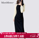 MeetMetro瑪依爾2025秋季新撞色拼接不規則開(kāi)叉修身包臀連衣裙女 黑色【現貨閃電發(fā)】 S