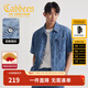 卡賓（CABBEEN）【涼感牛仔】男裝 滿(mǎn)印老花襯衫25夏季新款短袖襯衣外套上衣 蔚藍色47 M /170/48