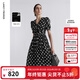 朗姿法式氣質(zhì)波點(diǎn)黑色苧麻裙子收腰2025年夏季新款高知獨特連衣裙 黑色 M