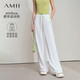 AMII女裝2026夏季新款極簡(jiǎn)衛褲運動(dòng)風(fēng)寬松微彈橡筋腰闊腿休閑 米白 XL