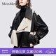 MeetMetro瑪依爾時(shí)尚皮衣短外套女2025春新款撞色機車(chē)皮夾克 拼色【現貨閃電發(fā)】 S
