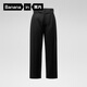 蕉內（Bananain）非常褲501Relax女士加絨直筒九分褲子發(fā)熱休閑秋冬 黑色 M
