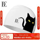 范德安（BALNEAIRE）小黑貓/喵星人系列2025新品印花成人泳帽 BYM076 奶油白