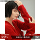 COCOBELLA質(zhì)感花紗細閃銀蔥粗針毛衣軟糯親膚針織外套MZ101-3 紅色 M