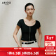 艾諾絲雅詩(shī)【商場(chǎng)同款】2025夏季新品短袖女針織衫U領(lǐng)顯瘦針織開(kāi)衫40436002 黑色 L