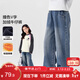 左西女童加絨褲子2025新款秋冬款兒童保暖牛仔褲女孩長(cháng)褲 牛仔色 130