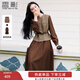 香影馬甲長(cháng)袖連衣裙套裝女2026春季新款氣質(zhì)千鳥(niǎo)格咖色裙子兩件套 咖色 L