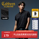 卡賓（CABBEEN）【液氨絲光珠地】Polo衫男肌理提花拼接條紋短袖Polo衫男 煤黑色01 XL /180/52