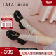 他她（TATA）英倫厚底顯高樂(lè )福鞋女鞋jk學(xué)院加絨小皮鞋單鞋7OL34CA5 黑色（跟高6CM） 36