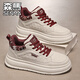 森馬森馬高幫男鞋春季男士潮流百搭男生休閑小白板鞋 米紅 42