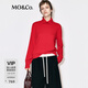 MO&Co.毛衣2025冬新品綿羊毛山羊絨堆堆領(lǐng)高領(lǐng)寬松打底針織衫MBE4SWTT04 大紅色 L /170