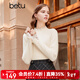 百圖betu女裝冬季新款毛衣蕾絲花邊半高領(lǐng)長(cháng)袖打底衫女2311T30 米白 XS