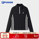 FILA FUSION斐樂(lè )潮牌女子針織長(cháng)袖衫2025秋時(shí)尚修身半拉鏈長(cháng)T