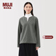 MUJI女式 橫豎彈力起毛套頭長(cháng)袖罩衫t恤上衣25年冬季女裝BC2ORC5A 灰色 M (160/84A)