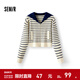 森馬（Semir）針織開(kāi)衫女短款海軍領(lǐng)溫柔系春2025新款文藝寬松條紋衫少女感 白藍色調00318 L 165/88A