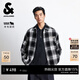 杰克·瓊斯（JACK&JONES）春季毛呢外套男短款休閑夾克寬松含羊毛字母格紋外套男裝 S03黑色 常規 略寬松，卡碼拍小 L （180）