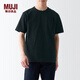MUJI 男式 粗棉線(xiàn) 天竺編織 短袖T恤 打底衫男款 純棉全棉 ABA18A2S 黑色 XS 160/80A