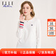 ELLE ACTIVE 純棉柔軟舒適長(cháng)袖T恤女裝初秋時(shí)尚氣質(zhì)袖口撞色百搭圓領(lǐng)打底衫女 白色【建議拍大一碼】 2XL