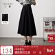 三彩2025冬季新款高腰半身裙磨毛A字裙顯瘦中長(cháng)裙大擺傘裙女 經(jīng)典黑 L 165/72A