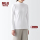 MUJI女式 柔軟棉 高領(lǐng)長(cháng)袖T恤 打底衫 女裝 上衣 FCD85C3A 白色 XL(165/92A)