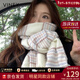 viney圍巾女冬季格子圍脖仿羊絨保暖披肩生日新年禮物送女友老婆 【米白色】 高級感時(shí)尚百搭兩用外搭