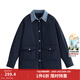 茵曼（INMAN）假兩件牛仔襯衫領(lǐng)棉衣女2025冬季時(shí)尚百搭寬松保暖夾棉外套 深藍色 M