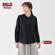 MUJI 女式 棉紗 長(cháng)袖罩衫 女士襯衫襯衣內搭女裝25年秋季上衣BC2O7A5A 深藏青色 L （165/88A）