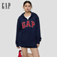 蓋璞（GAP）男女裝2026春季新款logo刺繡寬松拉鏈開(kāi)襟連帽衛衣上衣854670