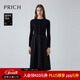 PRICH【綿羊毛】氣質(zhì)通勤拼接連衣裙冬季新款保暖顯瘦長(cháng)裙女 19黑色 M 165
