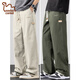 東方駱駝（EASTERN CAMEL）美式純棉休閑褲子男款潮流百搭寬松垂感闊腿帥氣直筒運動(dòng)褲春夏季 2712卡其+2712軍綠 XL 【推薦130-145斤】