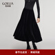歌莉婭 冬季新品  絲絨傘擺長(cháng)款半截裙  1E3R2B23D 00B黑色 S