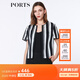PORTS寶姿 春夏新品女裝圓領(lǐng)短袖袖條紋針織外套LA8J066FFT004 黑色條紋 S (4)