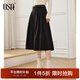 歐莎（OSA）高腰星空呢a字半身裙女秋冬季2025年新款傘裙顯瘦毛呢裙子 黑色 M