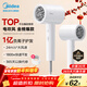 美的（Midea）1億負離子電吹風(fēng) 護發(fā)不傷發(fā)吹風(fēng)機 大功率快干家用吹風(fēng)筒 FJ208-極地白1800W  年會(huì )獎品 生日禮物