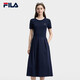 FILA 斐樂(lè )官方女子編織連衣裙2026夏季簡(jiǎn)約修身顯瘦拼接裙子