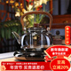 全度輕奢耐熱玻璃提梁壺大容量煮茶燒水壺電陶爐蒸煮一體茶壺茶具 木影茶壺+鼓韻電陶爐（黑色）