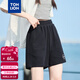 唐獅（TonLion）2024女寬松休閑短褲 黑色 S 