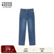 Teenie Weenie小熊女裝簡(jiǎn)約利落通勤時(shí)髦牛仔褲秋季寬松休閑長(cháng)褲女 淺藍色 M (165)