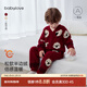 babylove【清倉】寶寶家居服套裝秋冬嬰幼兒半邊絨保暖睡衣加厚圣誕兩件套 安可拉紅 90