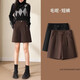 韓思優(yōu)咖色毛呢短褲女秋冬季外穿靴褲2026新款直筒寬松中褲美式五分褲子 咖色-毛呢【專(zhuān)柜柜貨】 常規 M /27 建議95-105斤