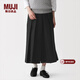 MUJI 女式 雙層編織 裙褲 褲子女款26年春季女裝 BE1SMC6S 黑色 XL (165/74A)
